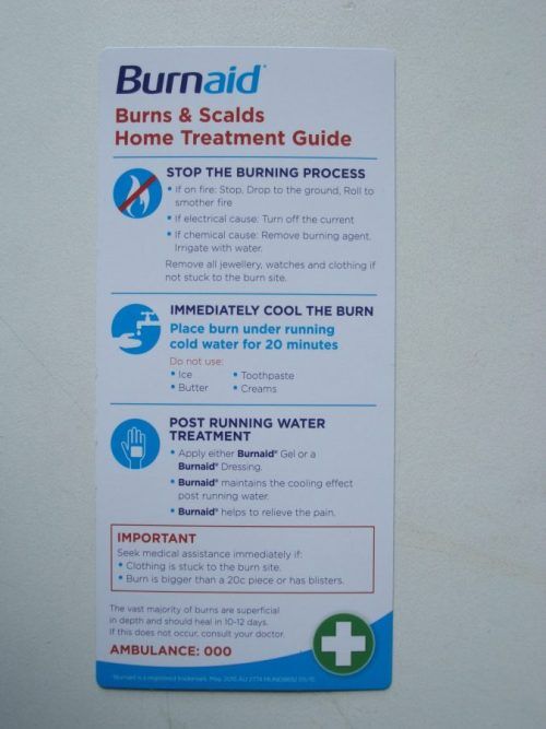 Burn Injuries Instructions (Magnetic) | Adelaide Safety Supplies